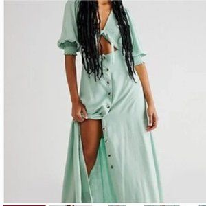 NWOT Free People String of Hearts Chambray Maxi Dress